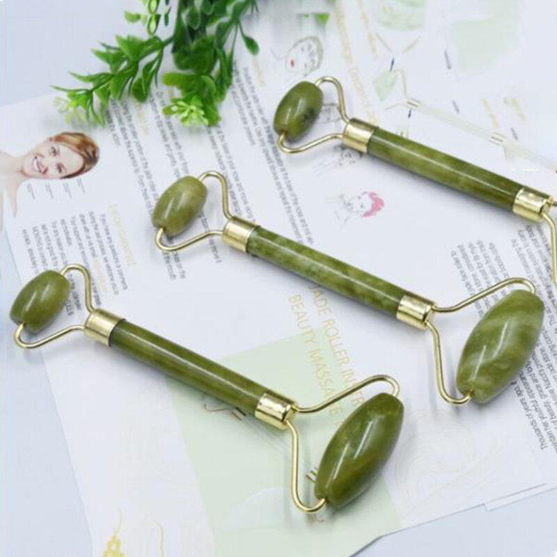 Nowe naturalne Jade wałeczek do masażu twarzy piękno twarzy oko na kark i ciało Anti aging Therapy