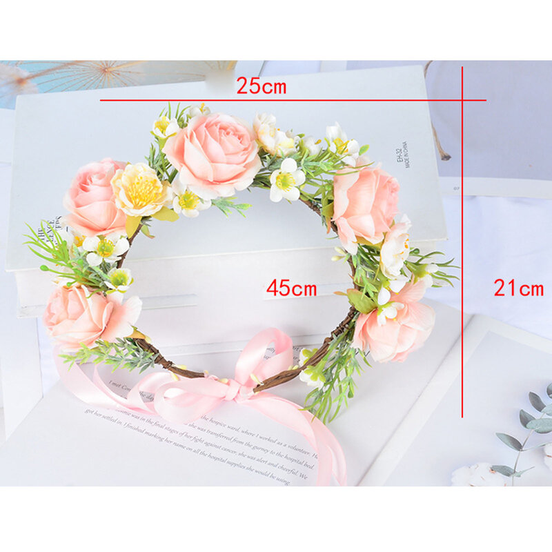 Corona de flores artificiales para novia, Color suave, belleza, boda, dama de honor, accesorio de fiesta de boda