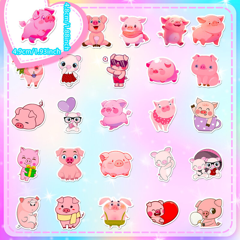 50Pcs Pink Cute Pig Series Graffiti Stickers Suitable for Laptop Helmet Desktop Decoration DIY Sticker Toy