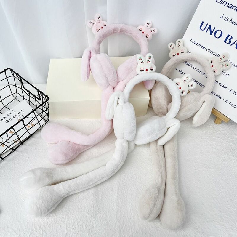 Cute Rabbit Shape Moving Earmuffs Funny Toys Winter Warm Headwear Earwarmer Earmuff Earflap Kids's Ear Protection