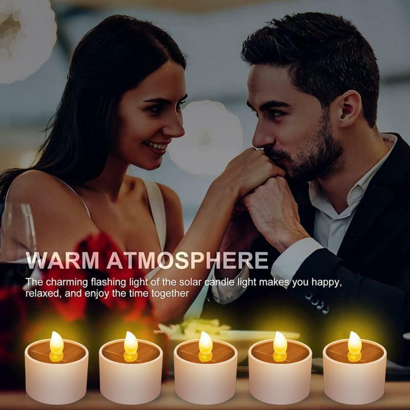 Flameless LED Candle Solar Powered Led Tea Light Outdoor Garden Home Wedding Birthday Party Decorative Candles Light