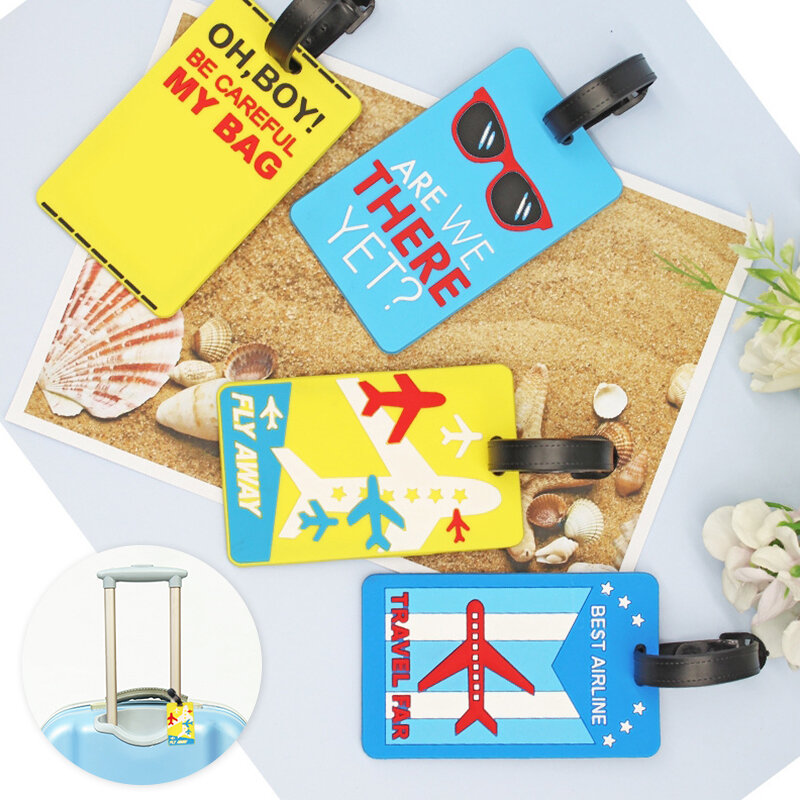 Étiquette de bagage en PVC, couverture de carte de consignation, nom, ID de valise, étiquette volante d'adresse, carte d'embarquement, pendentif de sac, accessoire de voyage