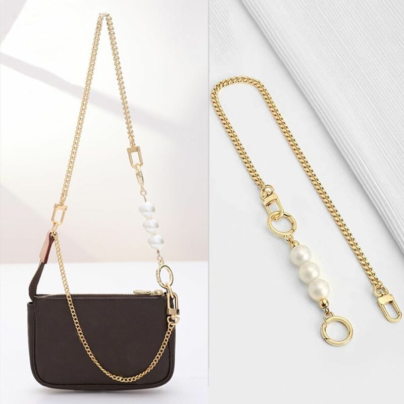 Bag Hanging Chains Shoulder Bag Chain Bags Handle Handbag Bag Belts Handbag Handle Replacement Pearls Patchwork Bag Chain