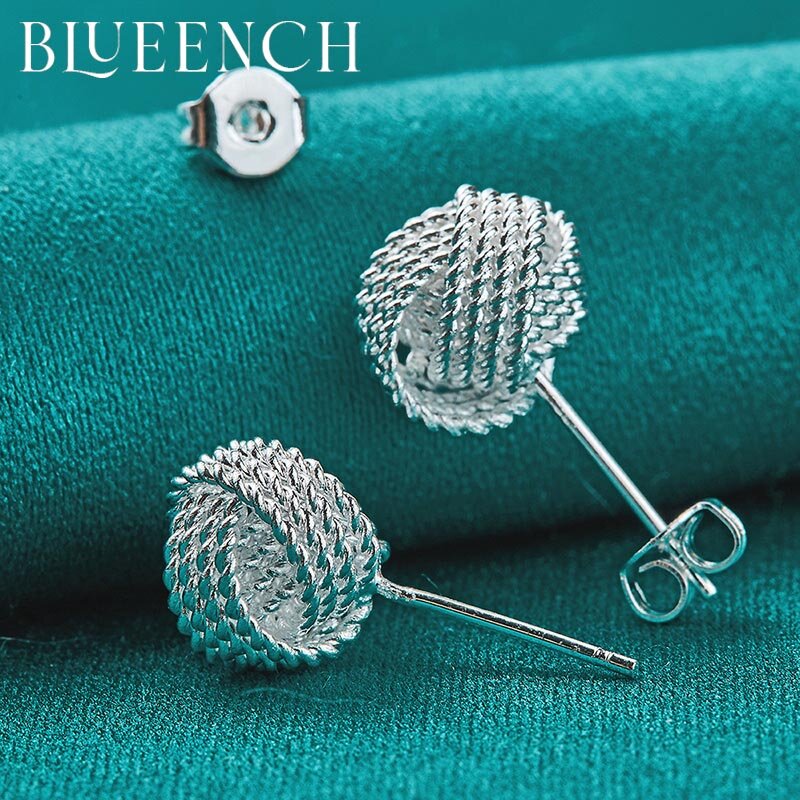 Blueench 925 الاسترليني شبكة فضية أقراط بسيطة للنساء اقتراح حفل زفاف هدية إعطاء مجوهرات الأزياء