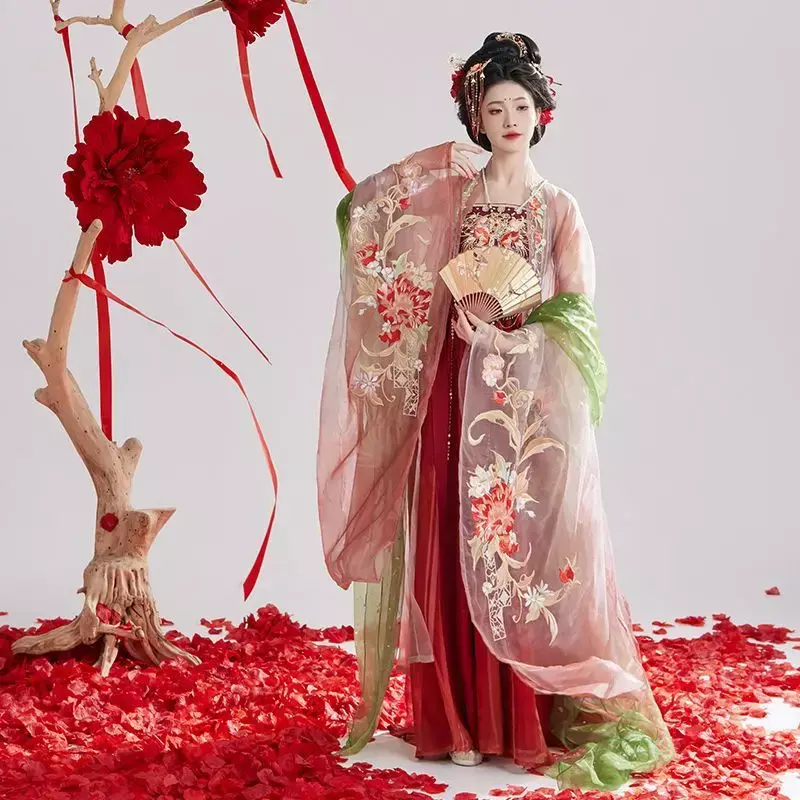 W chińskim stylu Hanfu sukienka kobiety karnawał Cosplay kostium starożytny tradycyjny Vintage haft czerwona sukienka Hanfu strój na imprezy urodzinowe