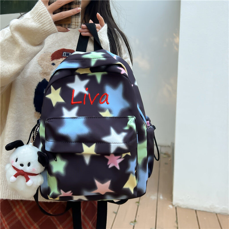Cute Star Backpack with High Appearance for Middle School Girls, Personalized High School College Students, Backpack