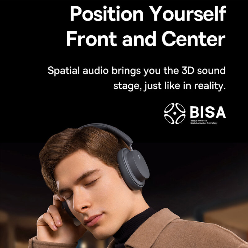 Baseus – oreillettes sans fil Bluetooth 5.3, casque d'écoute, Audio Spatial 3D, pilote 40mm, pliable sur l'oreille, 70H, D05