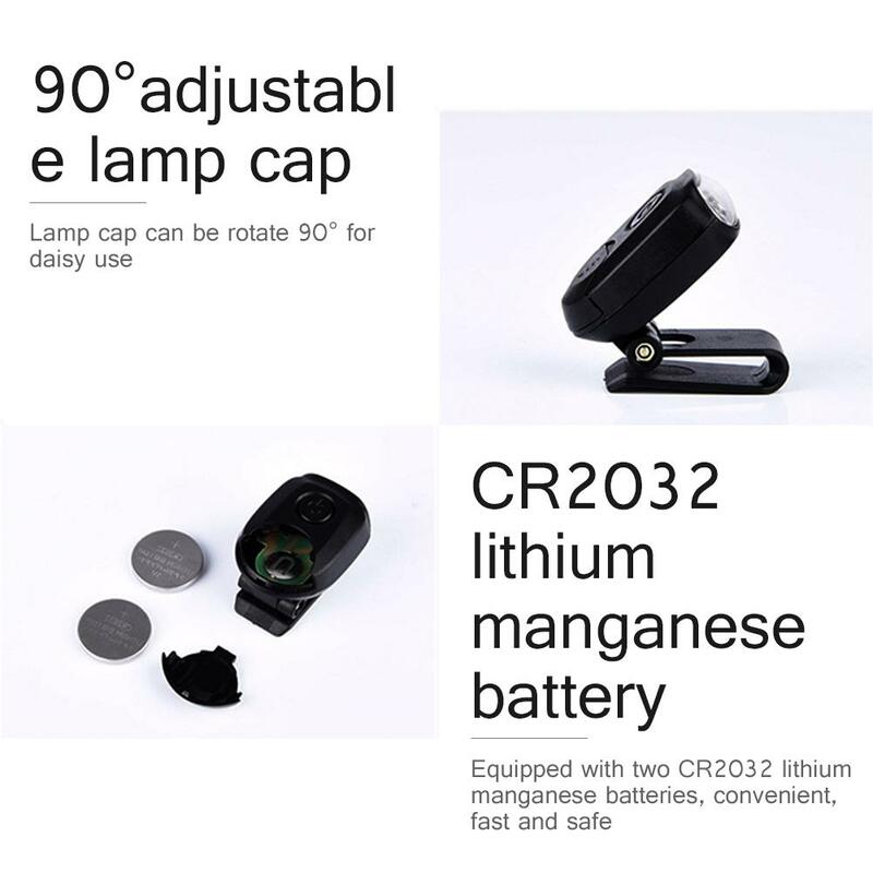 3led Portable Hat Clip Light 45lm 90 Degrees Rotatable Modern Simple Torch For Camping Hiking Night Fishing