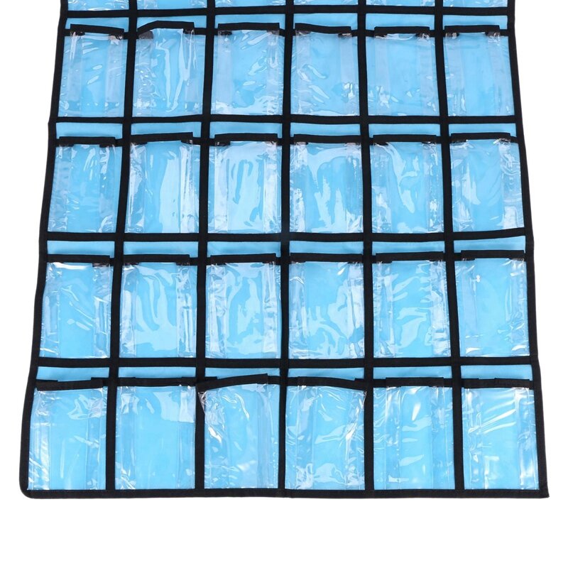 10X Pocket Chart For Calculator Holder, 30 Pocket Charts For Classroom 33.5 X 24.5 Inch Hanging Cell Phone Organizer