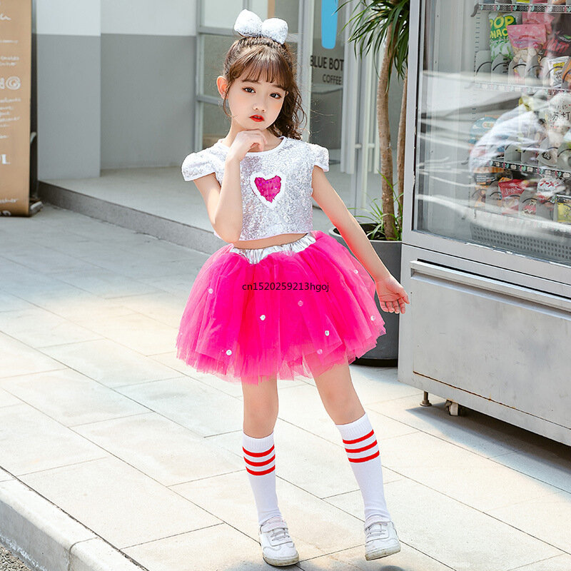 Kinder kostüm Pompadour Kleid Mädchen Pailletten Prinzessin Gaze Kleid kleine Kinder Cheerleading Tanz Performance Kostüm