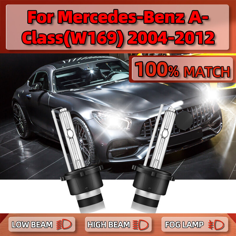 2ชิ้น35W D2S HID หลอดไฟหน้า Xenon 6000K ไฟหน้าซีนอนสีขาว12V สำหรับ Mercedes-Benz A-CLASS (W169) 2004-2009 2010 2011 2012