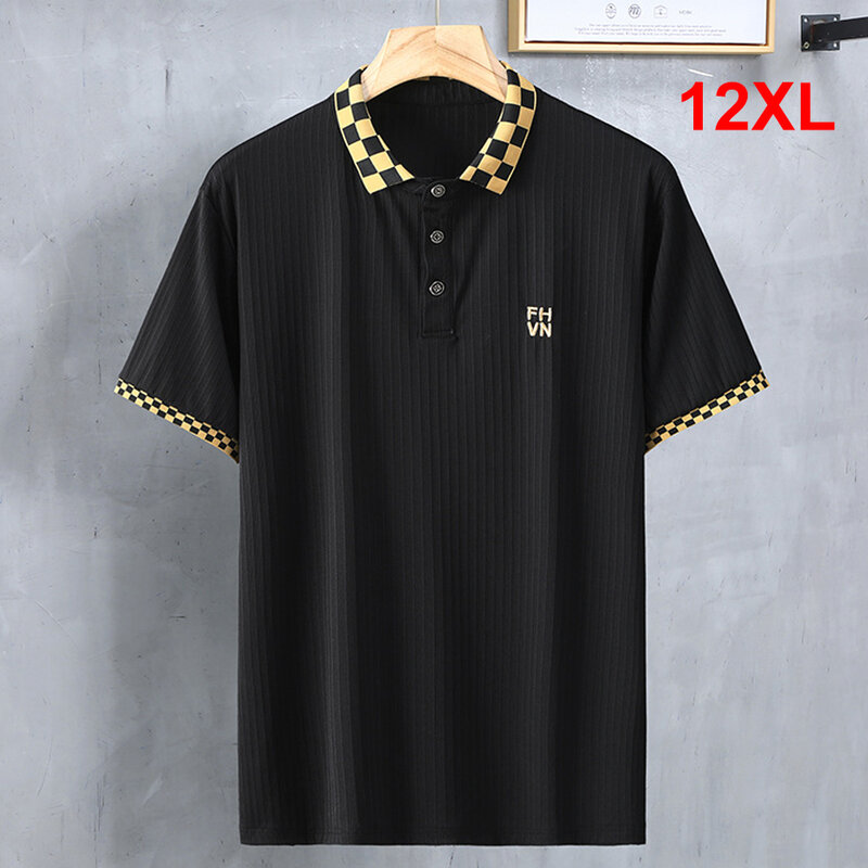 Оригинальная рубашка-поло 12XL, летние рубашки-поло с коротким рукавом, мужские Модные Повседневные рубашки в стиле пэчворк, мужские летние топы 12XL
