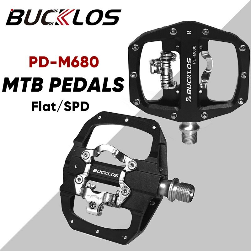 BUCKLOS-pedales de aluminio para bicicleta de montaña, PD-M680 de rodamiento sellado, doble Clip, planos y de bloqueo, compatible con Shimano SPD, 3 unidades