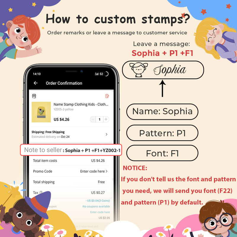 Custom Name Animal Giraffe Stamp For Clothing Kids Students Stamp Seals Name sticker Personalized Stamp Name For Boy And Girl