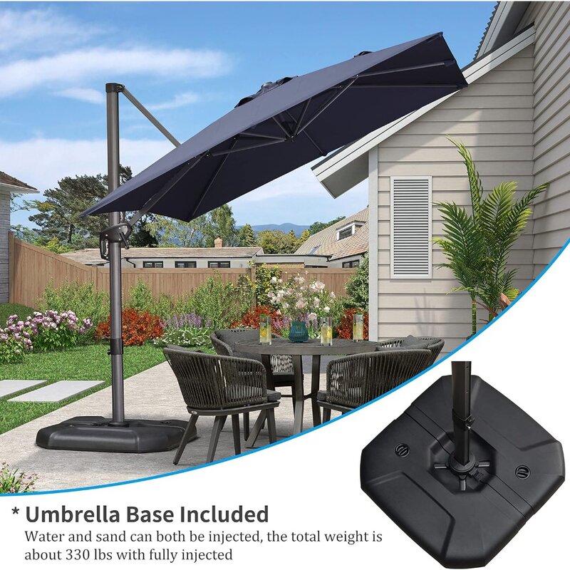 Patio Umbrellas, 8ft Cantilever Umbrellas Patio Umbrella with Base Offset Umbrella for Garden Deck Pool Patio, Patio Umbrellas