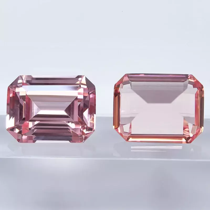 Lab Grown Sapphire Emerald Cut Sunrise Pink Color Gemstone per Charms collana con anello fai da te materiali certificato AGL selezionabile