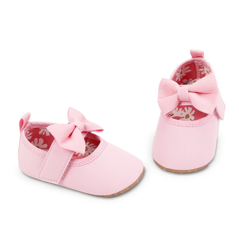 Zapatos de princesa para niñas pequeñas, zapatos planos con lazo, zapatillas antideslizantes para vestido de novia, botines adorables para bebés