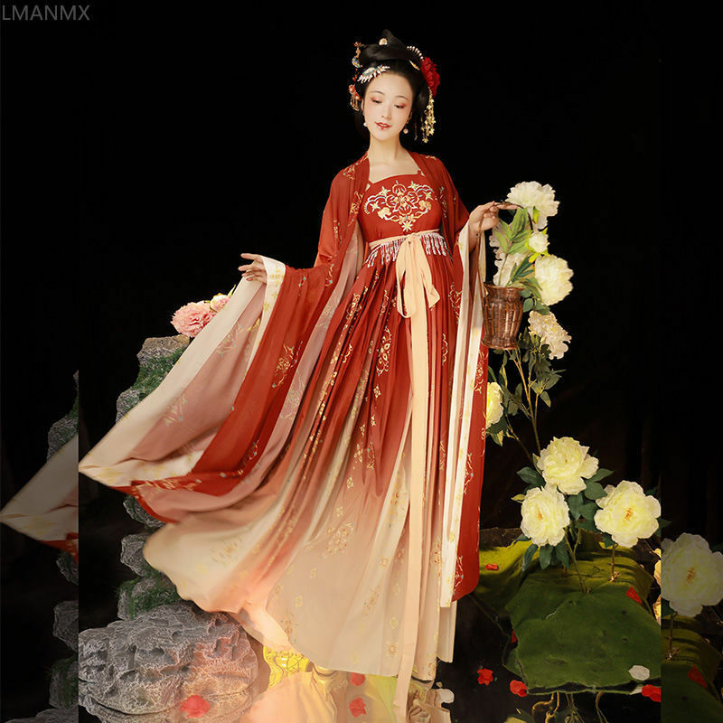 Hanfu (ราชวงศ์ถัง) ชุดคอสเพลย์ชุดจีน Hanfu ชุดจีนกระโปรงจีนโบราณชุดจีนโบราณ