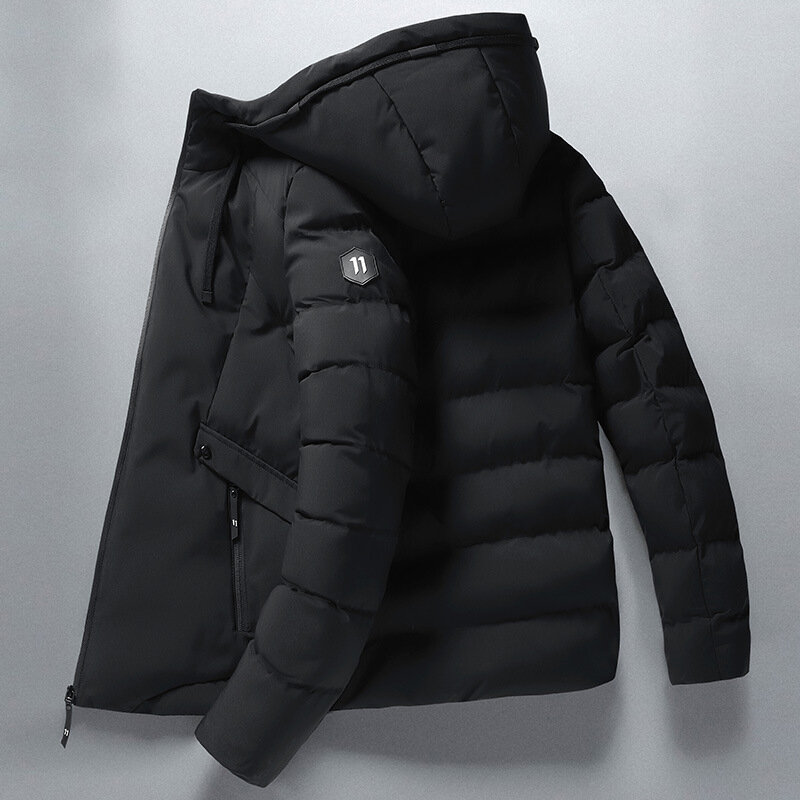 Jaqueta casual grossa de algodão masculina, jaqueta, cor pura, nova em marca, inverno, 2022
