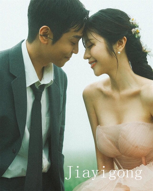 Korea indah mode A-line Pesta Pernikahan berlapis Organza lantai panjang Court