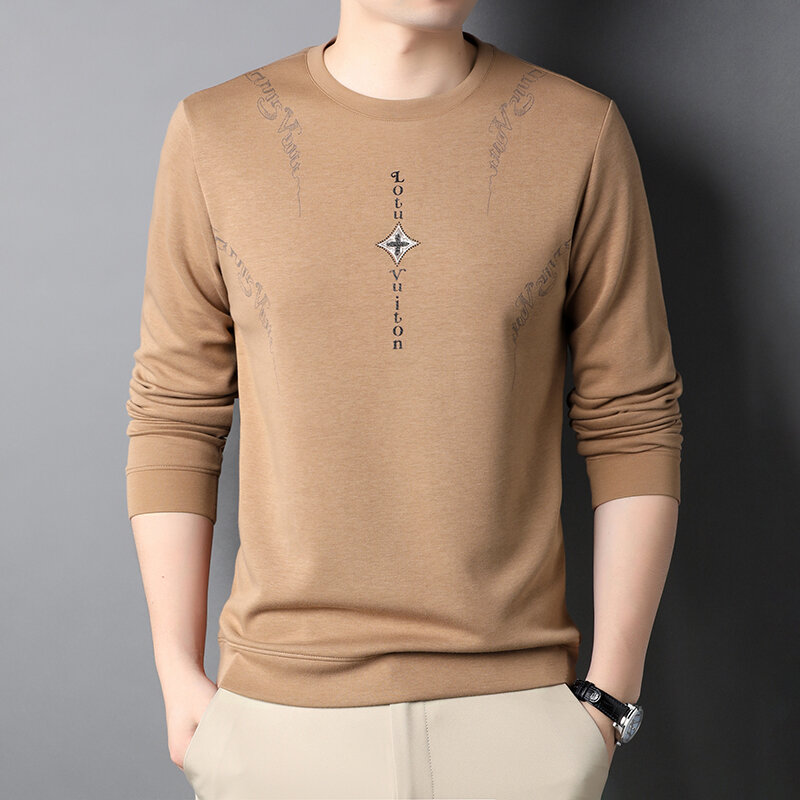 Stylowe pulower z okrągłym dekoltem dla mężczyzn na wiosnę, solidne kolorowa bluza dla strój codzienny