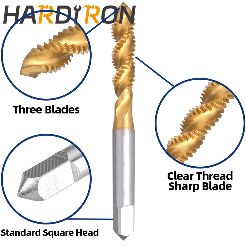 Hardiron keran Flute Spiral, M3.5x0.6 lapisan Titanium HSS M3.5x0.6 colokan Flute Spiral keran ulir