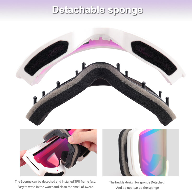 Kacamata Ski EXP VISION Papan Seluncur Salju untuk Pria Wanita, Kacamata Salju Pelindung UV Anti Kabut OTG