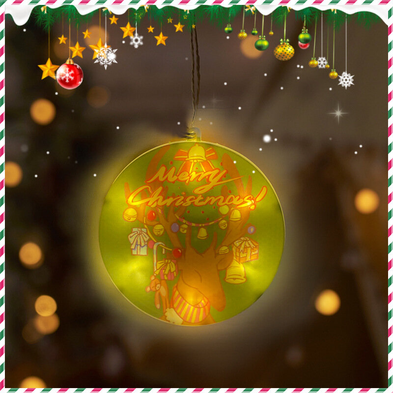 Luz Led navideña con forma de copo de nieve, Papá Noel, luces colgantes para ventana de Navidad, Año Nuevo, decoración de fiesta de boda