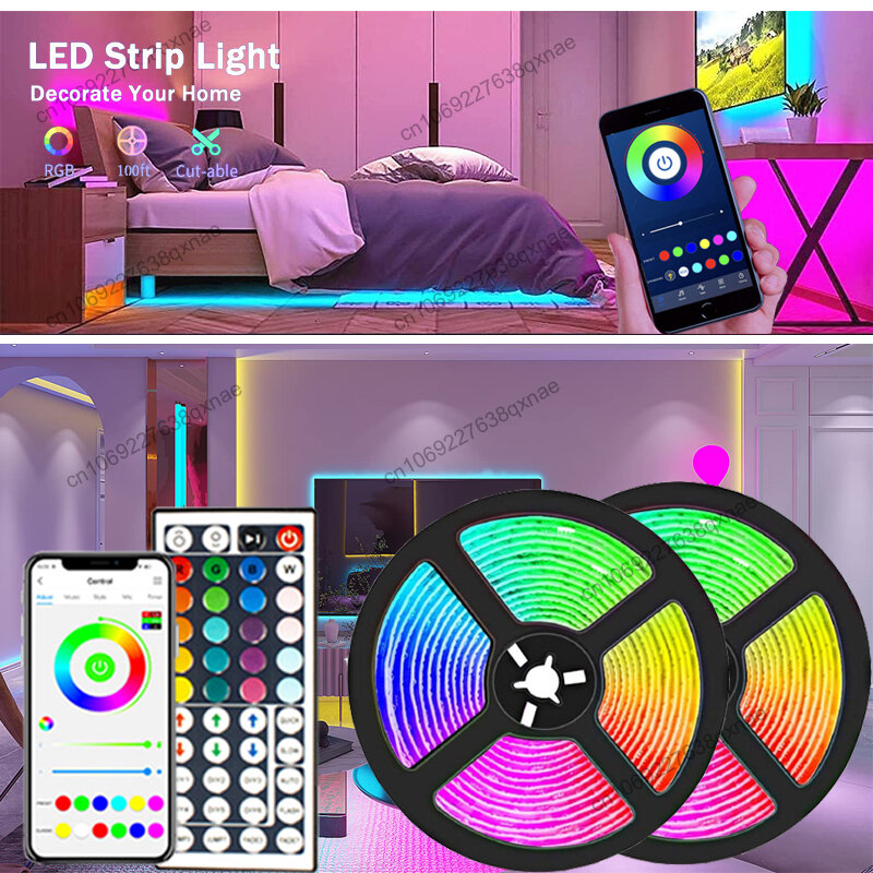 Luzes de tira LED Bluetooth para decoração do quarto, fita RGB, luz de fundo de TV, cor Ice, SMD5050, 1m, 3m, 5m, 10m, 20m, 30m