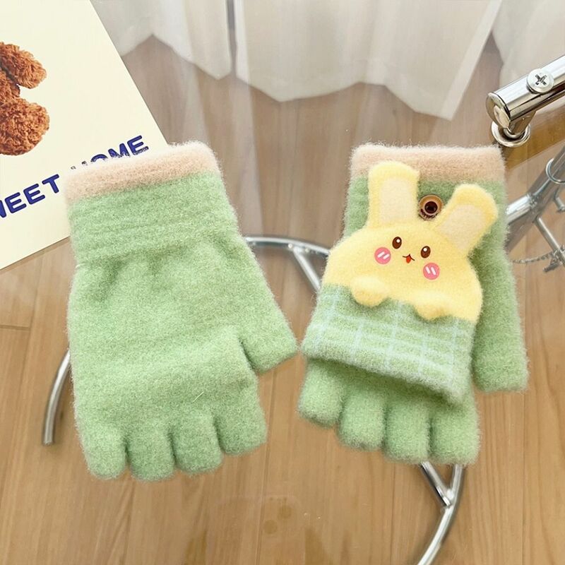 Cartoon Rabbit Winter Children Gloves High Quality Thicken Warm Knitted Mittens Dual Use Windproof Hand Gloves Girls Boys