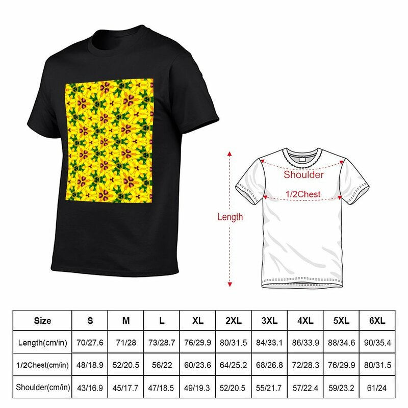 Camiseta con patrón de Coneflower amarillo para hombre, ropa estética de moda Coreana de aduanas, blusa