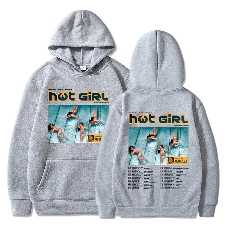 Rapper Megan Thee Stallion Hot Girl Summer 2024 Tour Concert Hoodies Men Women Fashion Hip Hop Sweatshirts Casual Loose Pullover