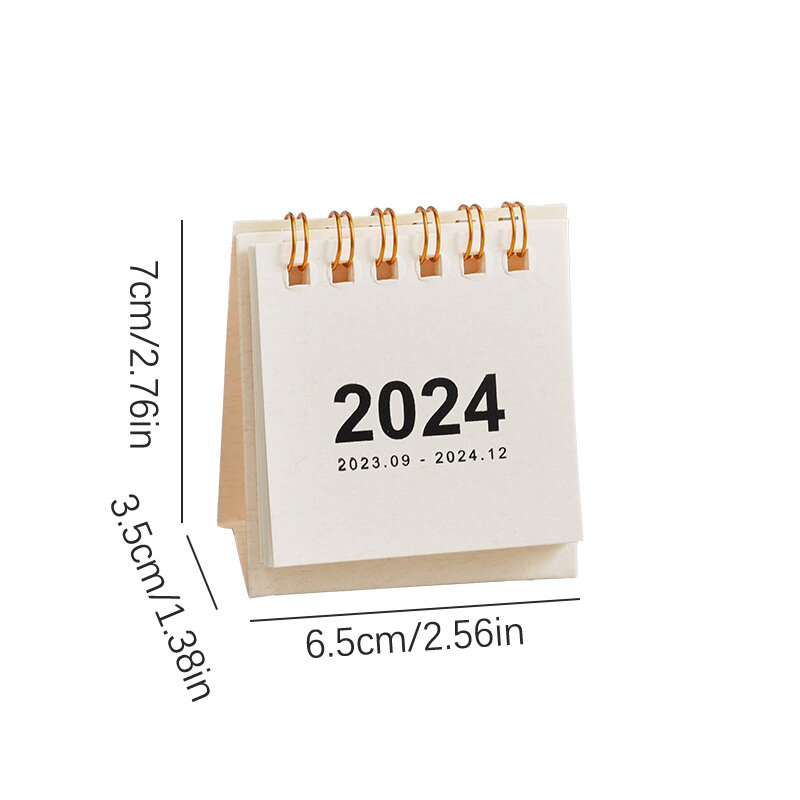 Mini calendário minimalista, decoração desktop, material de escritório estudantil, planejamento, organizador, programação diária, 2024