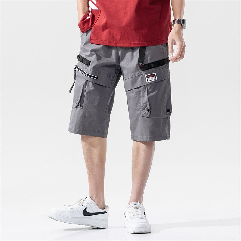 Shorts de bolso grande masculino, shorts retos multi-bolsos, moda casual verão, nova tendência, 2023