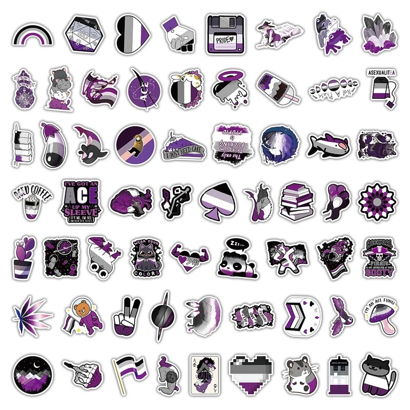 10/30/60pcs LGBTQIA ACE Community Nonsexuality Asexuality Asexual Pride Stickers Toys DIY Skateboard Phone Luggage Decal Sticker