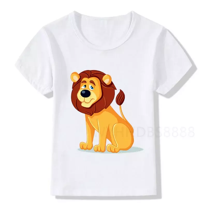 Camiseta con estampado de León para niño y niña, ropa de cumpleaños con dibujos animados de bebé, regalo divertido