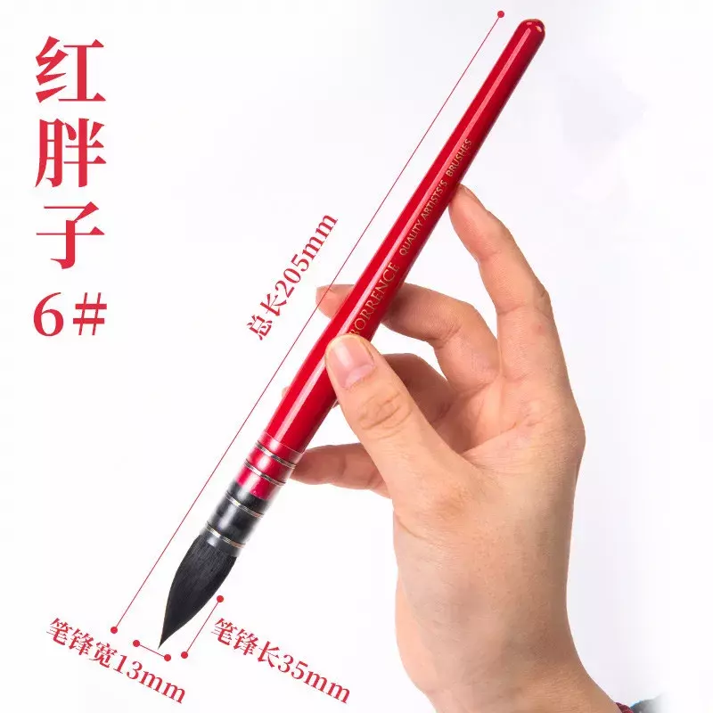 1 sztuk wiewiórka włosy czerwony czarny okrągły głowy wskazał Mop szczotka akwarela długopis gwasz szczotka Art Hook Line Pen wiele modeli
