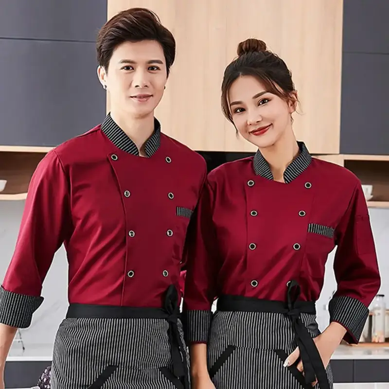 소매 요리 남성 셔츠, Camisa 음식 주방 재킷, 짧은 요리사 레스토랑 유니폼, 빠른 유니폼