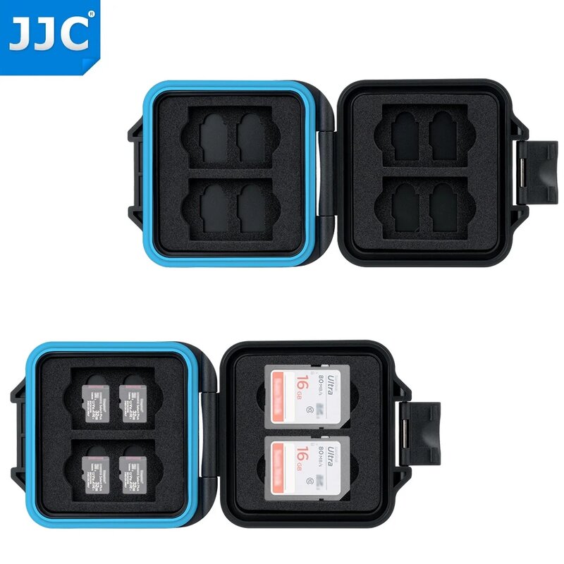 JJC-estojo ultra fino para cartão micro SD, suporte para cartão de memória, caixa de armazenamento para 4 SD SDHC, SDXC +, 8 cartões micro SD TF