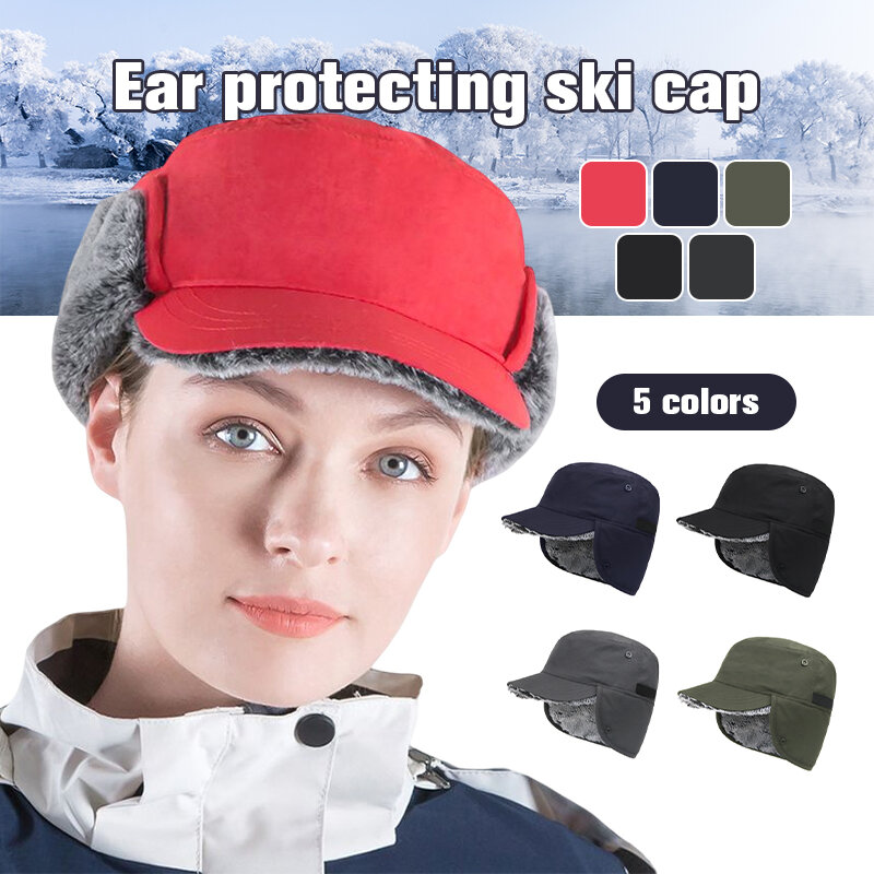 Unisex ฤดูหนาวป้องกันหูหมวกสกีแฟชั่นผู้ชาย Lei Feng หมวกกลางแจ้ง Windproof กันน้ำเลียนแบบกระต่ายหมวก