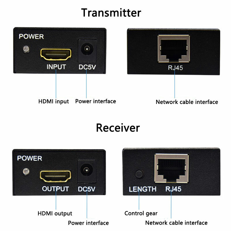 60M 1080P Ethernet RJ45 Extender Repeater Transmit Converter for PC Loptop TV Monitor HDMIcompatible Extender over Cat5e/6 Cable