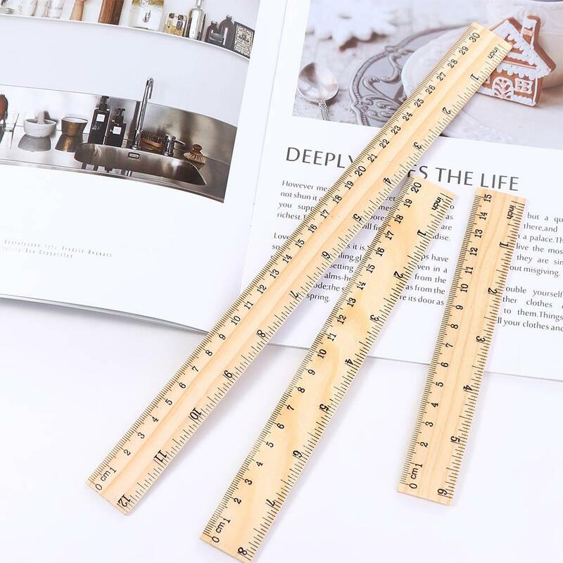 15/20/30cm Wooden Straight Rulers Drawing Tool Desk Accessories Student Teacher Measuring Stationery School Office Supplies