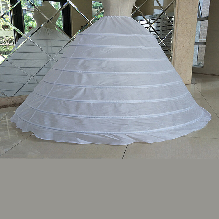 속치마 볼 가운 웨딩 드레스 페티코트, 흰색 드로스트링 스트랩, 8 후프 성능, 플러스 사이즈, 긴 페티코트
