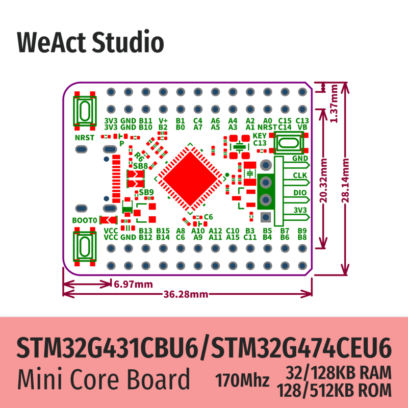 WeAct STM32G4 STM32G474CEU6 STM32G431CBU6 STM32G431 STM32G474  STM32 Core Board Demo Board