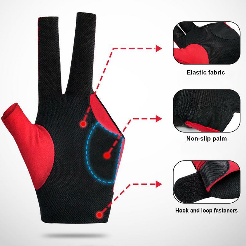 Перчатки для бильярда Snooker1 с тремя пальцами специальные высокоэластичные Нескользящие дышащие однотонные тонкие перчатки с полупальцами дышащие