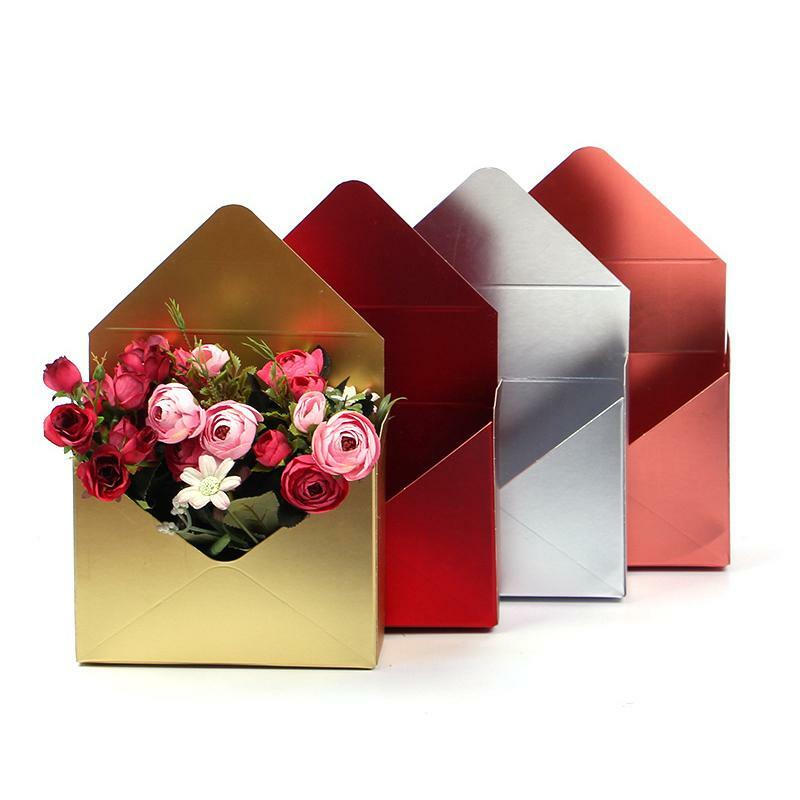 1 Buah Kotak Kertas Kreatif Tahan Air Amplop Bentuk Kotak Bunga Hadiah Toko Bunga Kemasan Dekorasi Pesta
