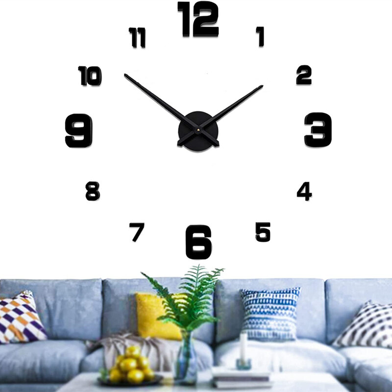 Duży 3D zegar ścienny DIY twórcze lustro powierzchnia dekoracja ściany naklejki zegarek 130cm bezramowe dla domu szkolne biuro salon
