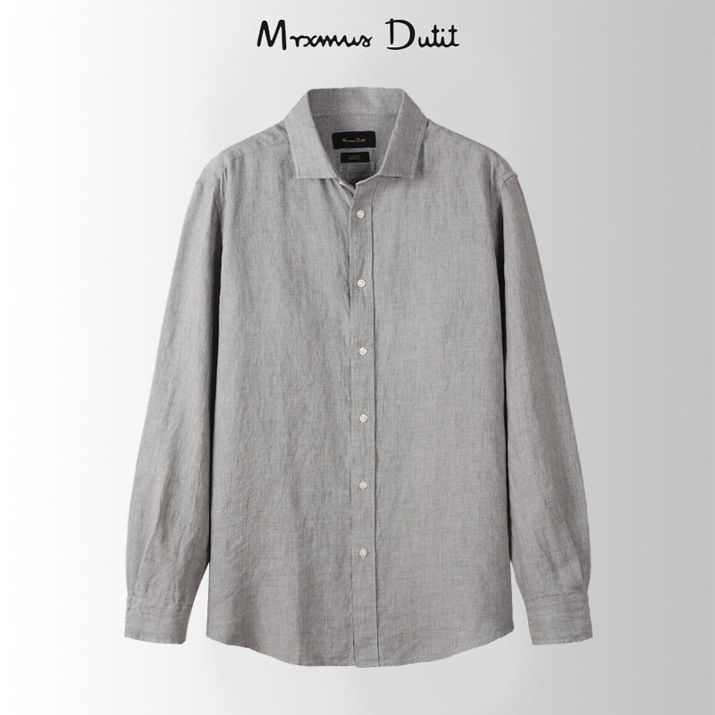 Mrxmus Dutit-camisa de lino de alta gama para hombre, camisa de manga larga, Top informal de negocios, novedad de primavera y verano, 2023