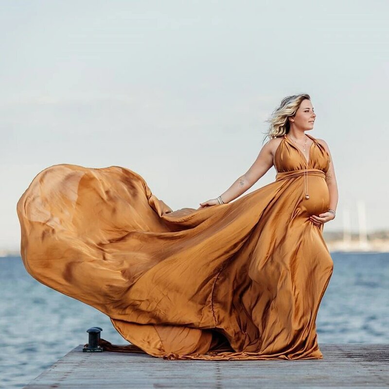 Mutterschaft Fotografie Kleid weich Cabrio Multi-Way-Hosenträger Kleid Umstands kleider Fotoshooting Fotografie Kleid für Frauen