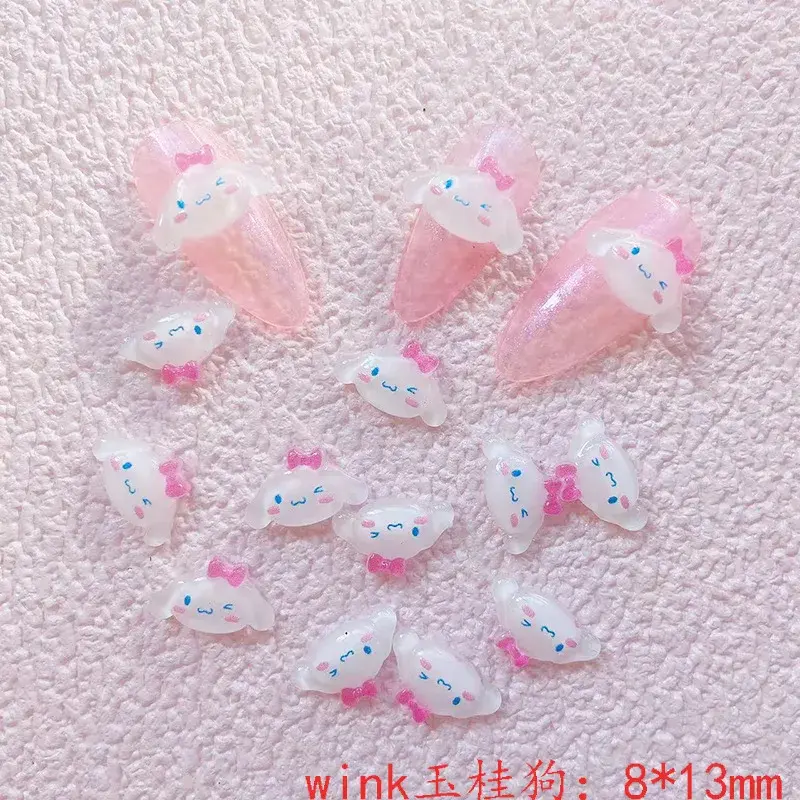 20pcs Hello Kitty Y2k Fake Nail Stickers Sanrio Anime Kuromi MyMelody DIY Kawaii Parts Jewelry Accessories Cartoon Toy Gift